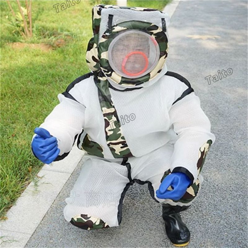 2025 スズメ蜂 防護服 全身通気 扇風機不要 スズメバチ駆除用蜂防護服 6点セットフェイスネット付き 通気性 つなぎ服 害 YUZUMIYA_COM