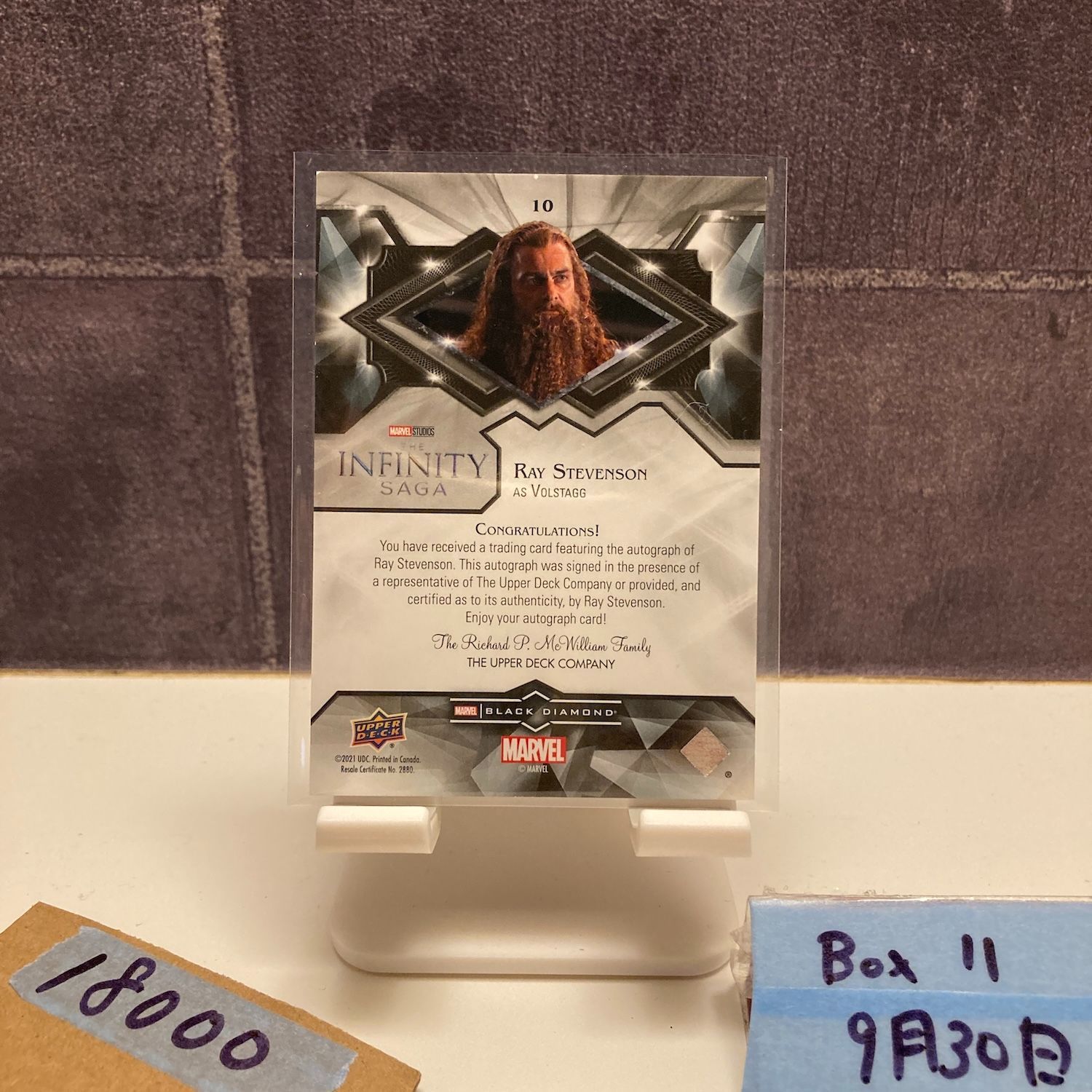 2021 Upper Deck Black Diamond Ray Stevenson as Volstagg 24 99 直筆サイン Marvel Studios The Infinity Saga カード