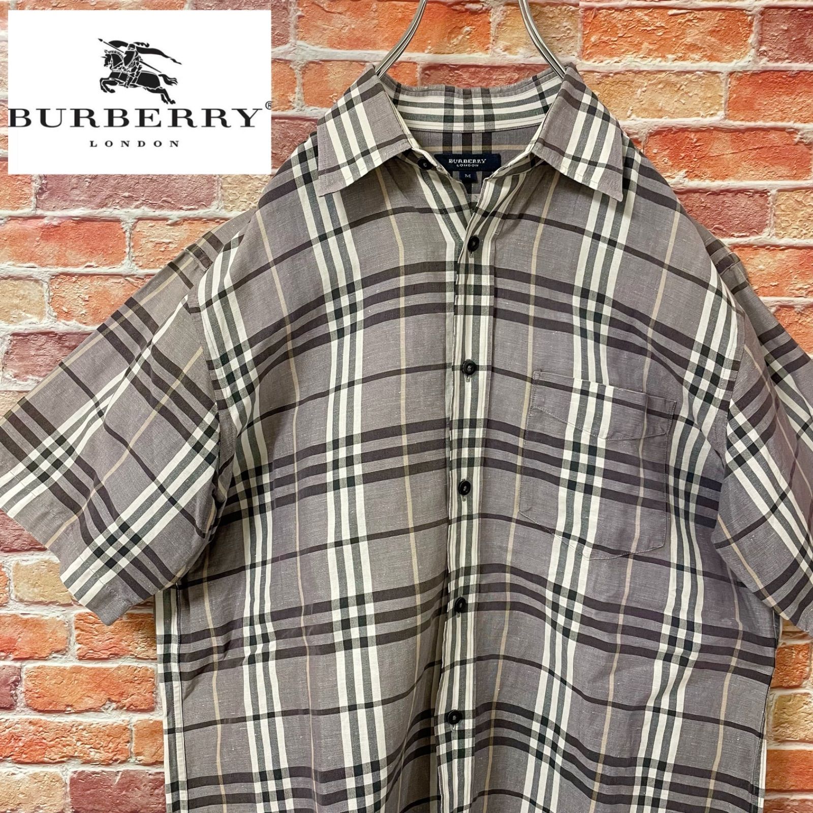 BURBERRY バーバリーロンドン ノバチェックシャツ半袖 刺繍ロゴ メンズ 