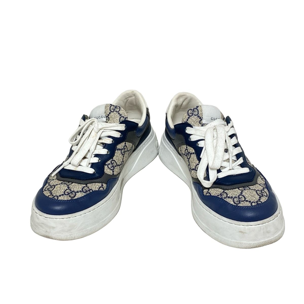 【卸値市場】 GUCCI グッチ スニーカー 5 レディース - アイボリー×ネイビー×ダークグレー インソール取外し可 レザー