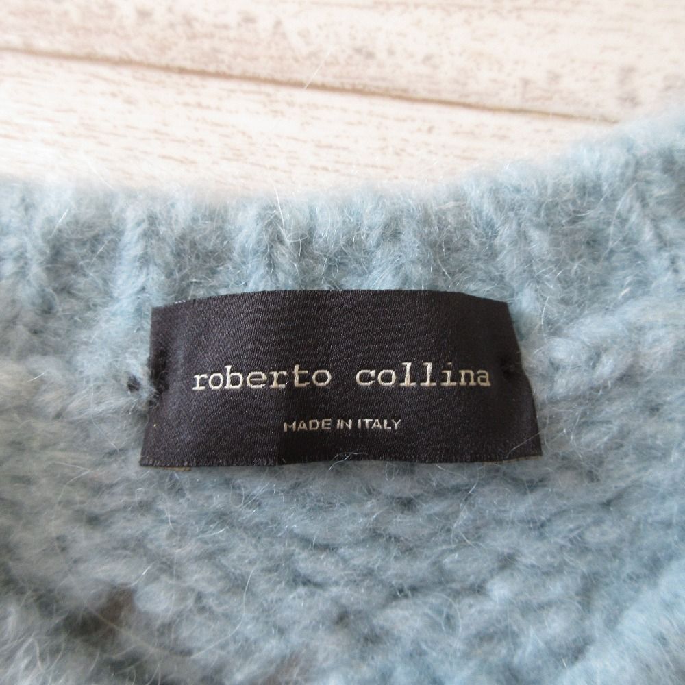 美品 roberto collina ロベルトコリーナ アルパカ 長袖 プルオーバー 透かし編み ニット セーター S ブルー レディース 古着 中古 ROBERTO COLLINA - 美品 roberto collina ロベルトコリーナ
