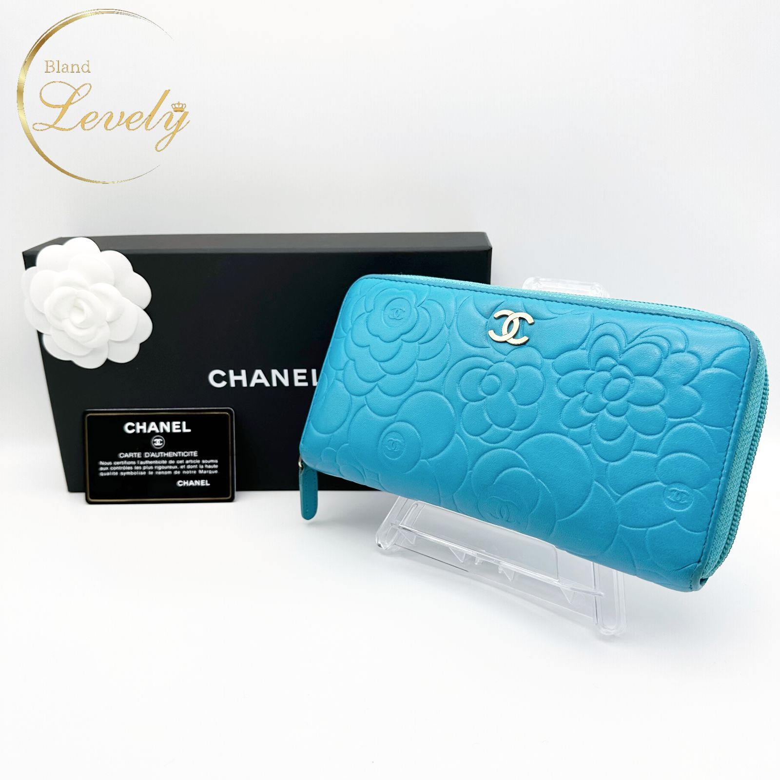 CHANEL シャネル カメリア ラムスキン ラウンドファスナー ジッピー