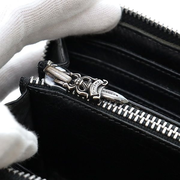 クロムハーツ　REC F ジップ #2 セメタリーキルテッド クロス ウォレット　★希少デストロイレザー CHROME HEARTS◇REC-F ZIP⁄キルティッドセメタリークロスパッチ⁄長財布