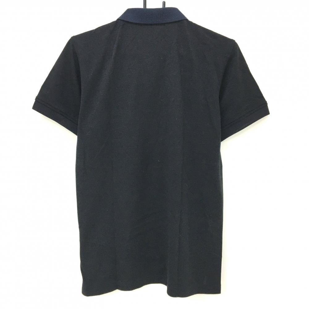 超美品】マークアンドロナ 半袖ポロシャツ 黒×ネイビー 胸ロゴ白