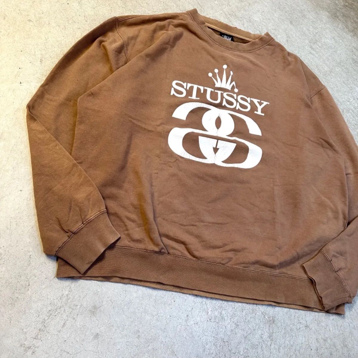 stussy ブラウン フェード 茶色 スウェット sweat 00s Y2K サンフェード　L