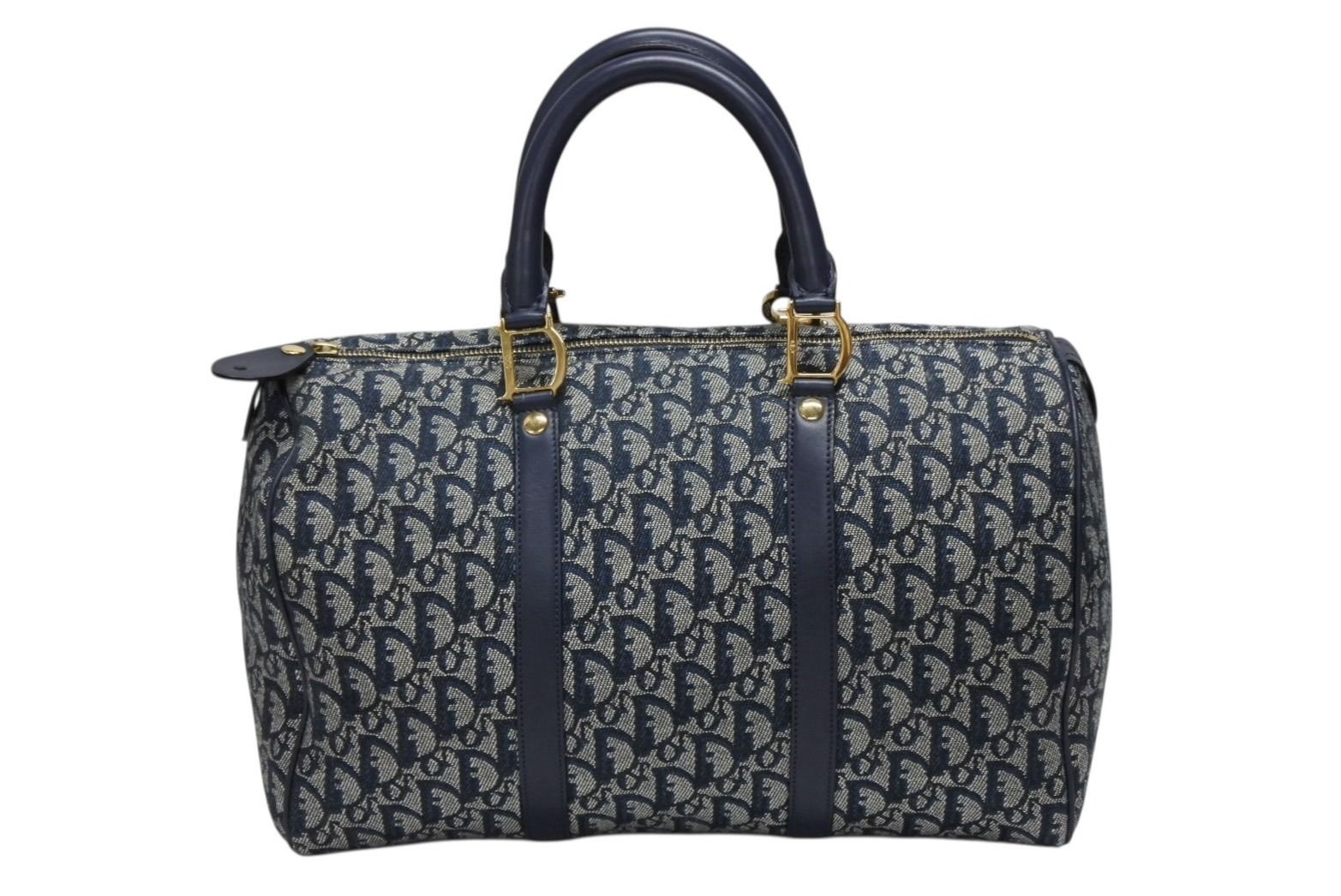 Christian Dior クリスチャンディオール トロッター ハンドバッグ CP0070 ガリアーノ期 ネイビー 4b008304