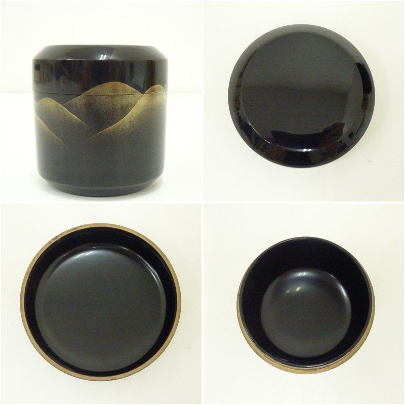 新井司峯　遠山蒔絵　雪吹棗　共箱 漆器 漆芸 茶道具 新井司峰造 遠山蒔絵雪吹棗（共箱） 茶道 茶道具 おしゃれ 茶器