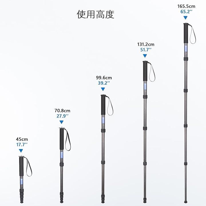最新アイテムを多数掲載！ ARTCISE カーボン カメラ 一脚 28.5mmカーボンファイバー管経 5段伸縮 コンパクト軽量 旅行 トラベル モノポッド ナット式 DSLR ビデオ カムコーダー適用 最大耐荷重10キロ