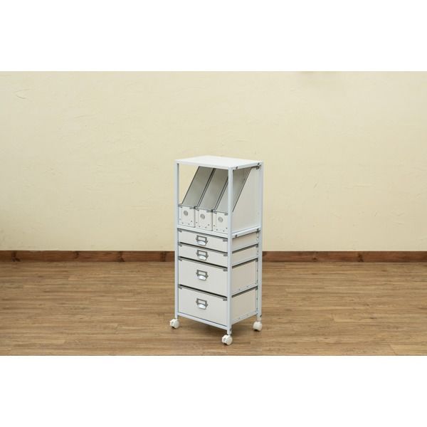 Popan 収納チェスト 5段 ファイルBOX ホワイト 棚/ラック/タンス Popan