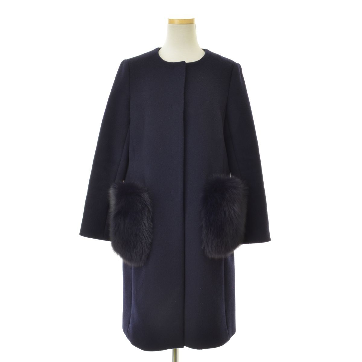 ✨未使用級✨アナイ　現行タグ　　コート ANAYI / アナイ】ファックスファー付ノーカラーウールコート - メルカリ
