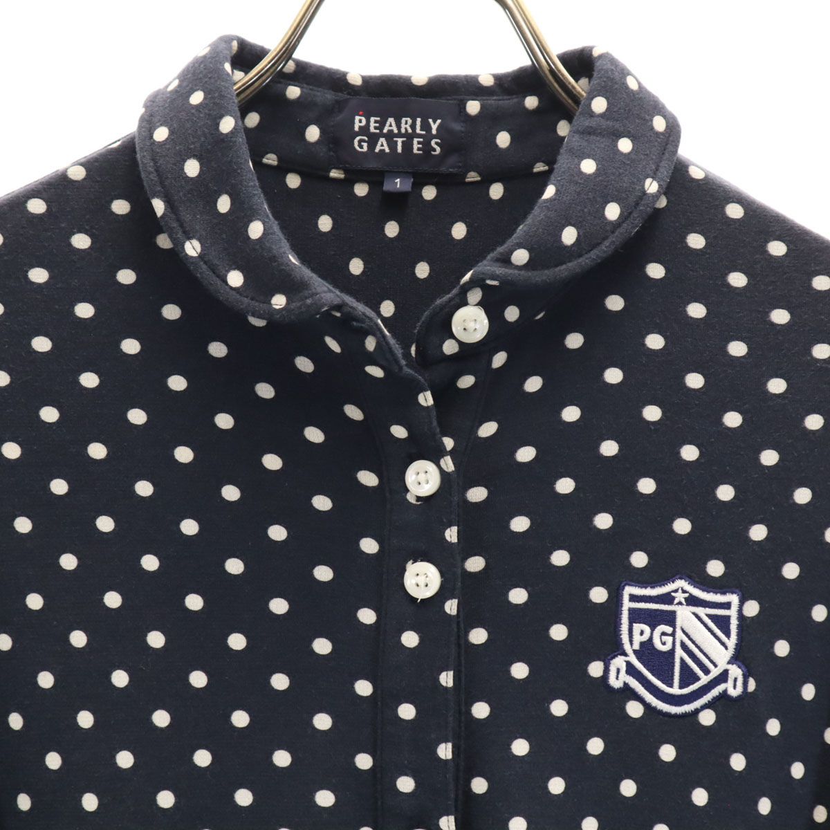 【新品未使用】PEARLY GATES ドット柄ワンピース サイズ1 PEARLY GATES パーリーゲイツ ドット柄 ゴルフ 7分袖 ワンピース