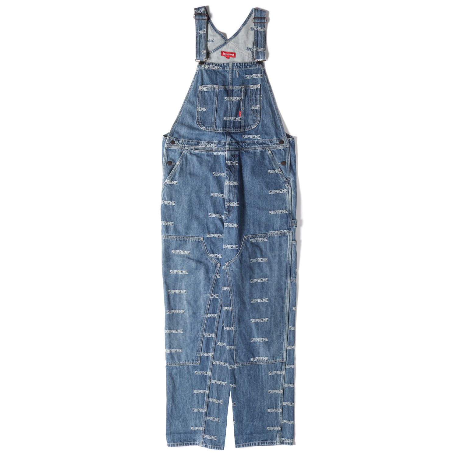 supremeオーバーオール 希少Supreme Jacquard Logos Denim Overalls