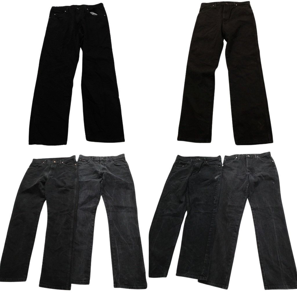 古着卸 まとめ売り Wrangler ラングラー ブラックデニム パンツ 6枚セット メンズ 33 |34 |35 |36 フェード 革パッチ 古着 NC1292