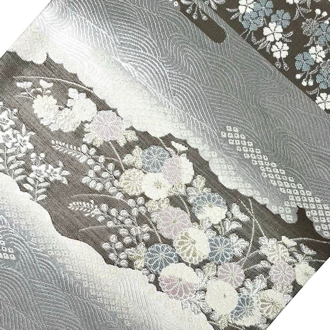 袋帯 西陣 証紙付 京小袖 エ霞に花柄模様 金銀糸 フォーマル O-4343  