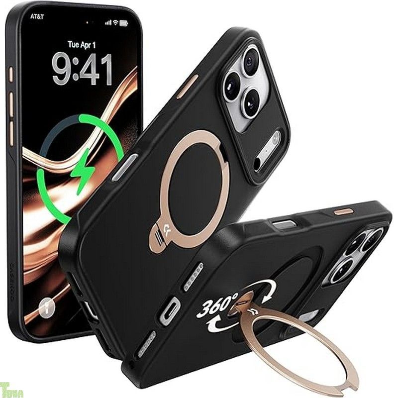 2025新登場 機能美の み CASEKOO iPhone 17 Pro 用 ケース 高耐久 360度回転スタンド MagSafe対応 米軍MIL規格 360°全方向耐衝撃 横縦両立 米軍規格 耐衝撃 MagSafe対応 強磁力 マット仕上げ 指紋