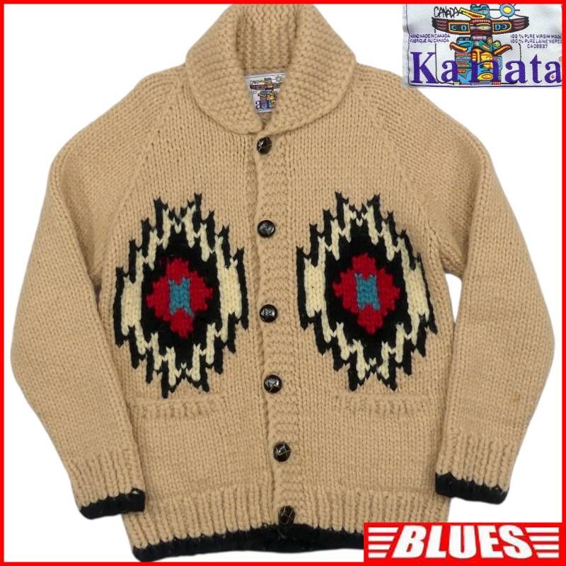カナダ製KANATAメイプルリーフ柄ハンドメイド カウチンセーター⭐️カッコいい❣️ カナダ製KANATAメイプルリーフ柄ハンドメイド カウチンセーター