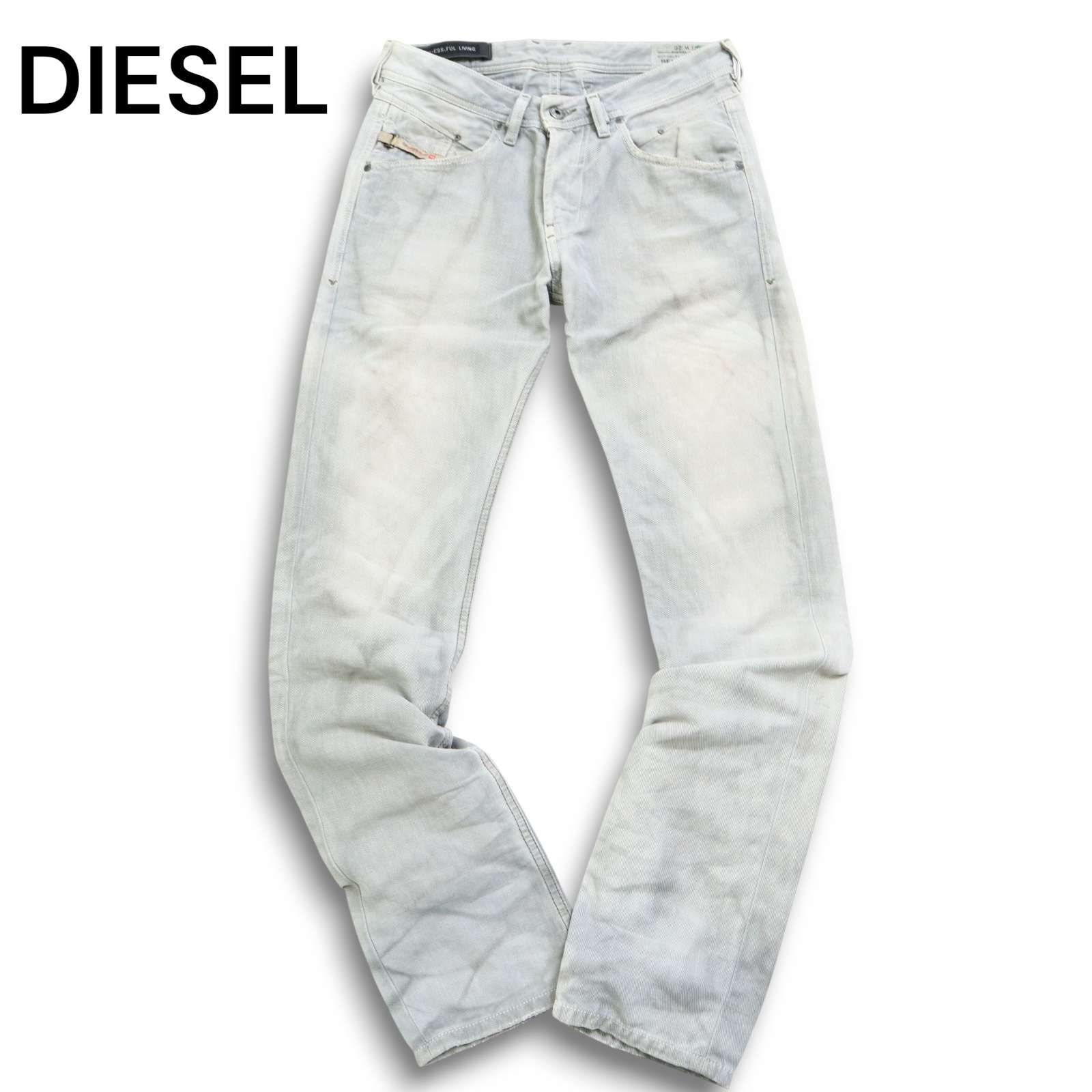 イタリア製 DIESEL ディーゼル BELTHER 0818V リネン USED加工 スリム テーパード デニム パンツ ジーンズ Sz.26 メンズ