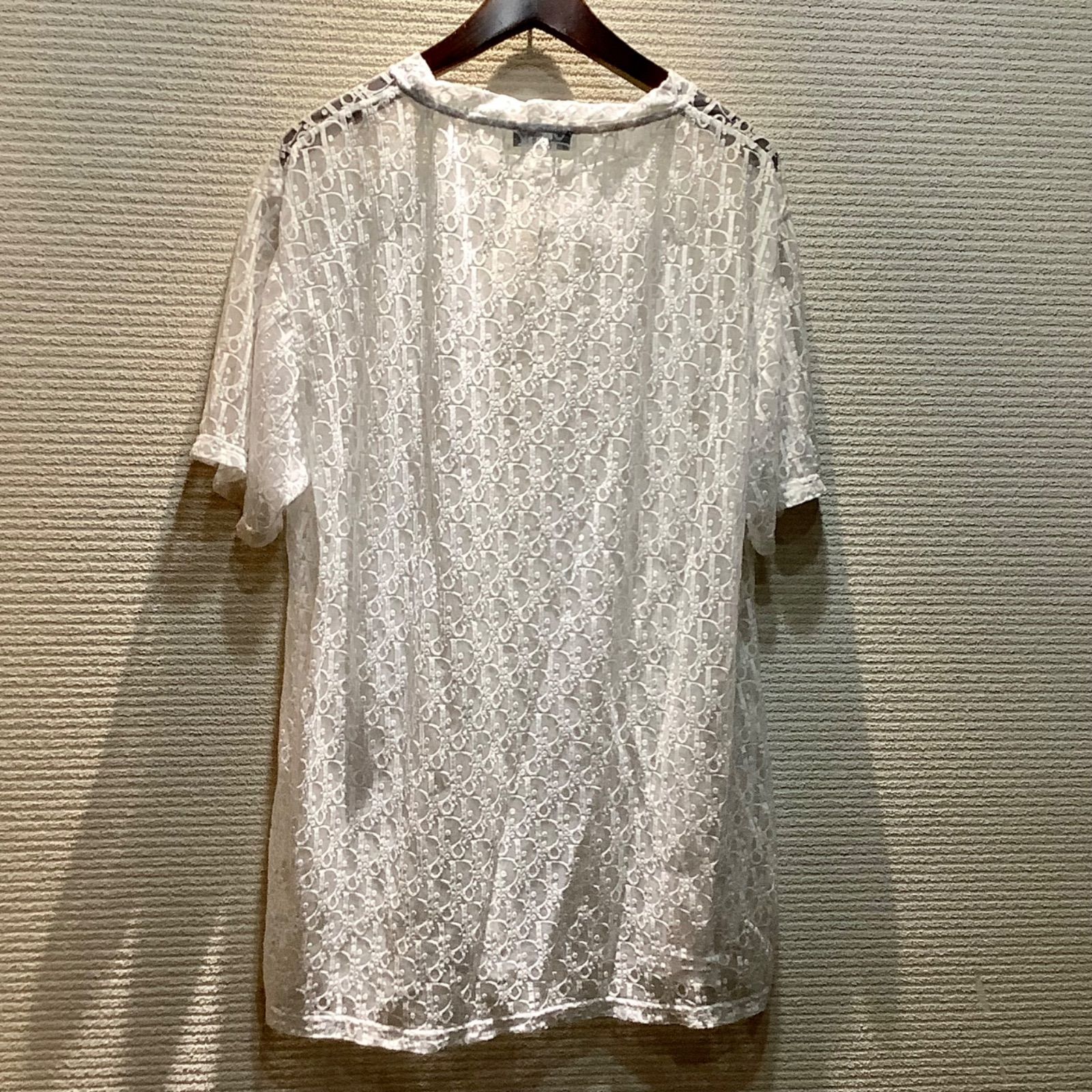 美味しい ディオールオム Dior Homme 21S オブリーク シースルー Tシャツ カットソー 半袖 白 ホワイト メンズ D1014|T5