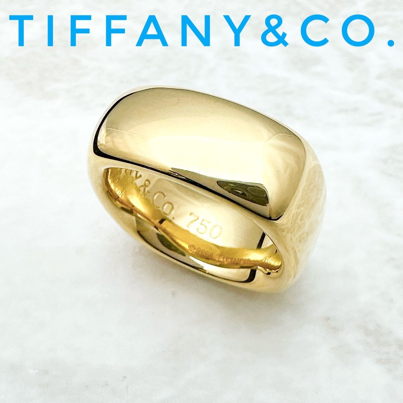 美品?Tiffany＆Co. クッション イエローゴールド リング 約11号 U 