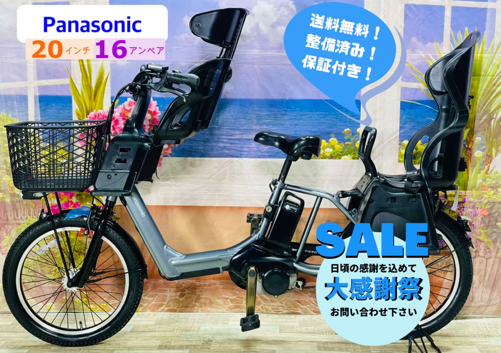 王様 ギュットアニーズ 16AHバッテリー GYUTTO パナソニック電動アシスト自転車 子供乗せ 20インチ 完成車 Y2082