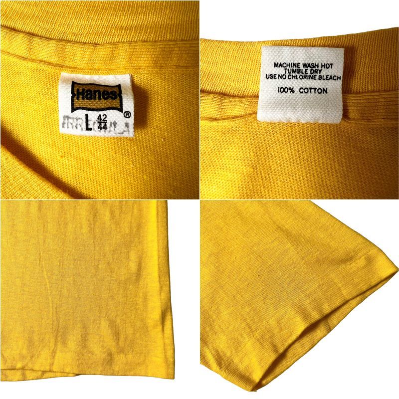 70s Hanes 無地 ポケット付き 半袖 Tシャツ L / 70年代 ヘインズ 