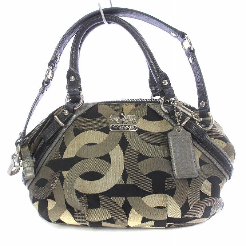 美品★希少★コーチ　2WAY　ワンショルダーバッグ　シグネチャー　アップリケ コーチ COACH 2WAY ハンド ワンショルダーバッグ オプアート