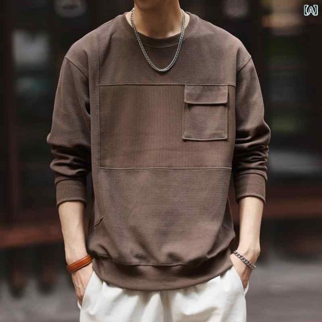 [2XL ]秋冬 コーデ メンズ  服 シンプル ファッション オシャレ 大人 かっこいい 大きいサイズ ストリート 紳士服  ハイエンド アメリカン ワークウェア ニット スウェットシャツ パーカー レ