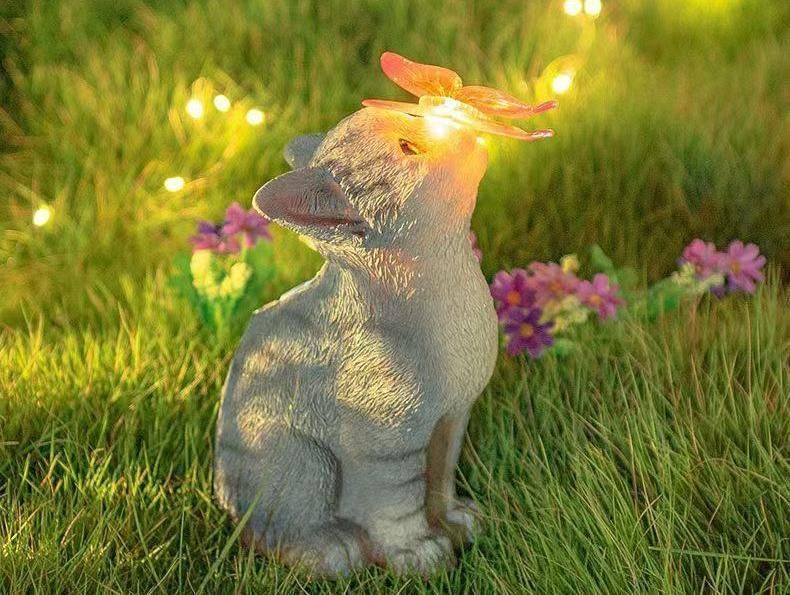 ガーデンライト ガーデニングオブジェソーラーLED 猫彫刻 - メルカリ
