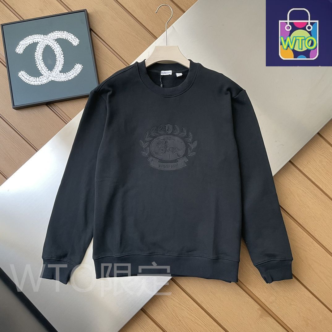 新モデルの BURBERRY バーバリー クラシックな戦馬柄の輸入刺繍入り丸首セーター-WTO輸入1