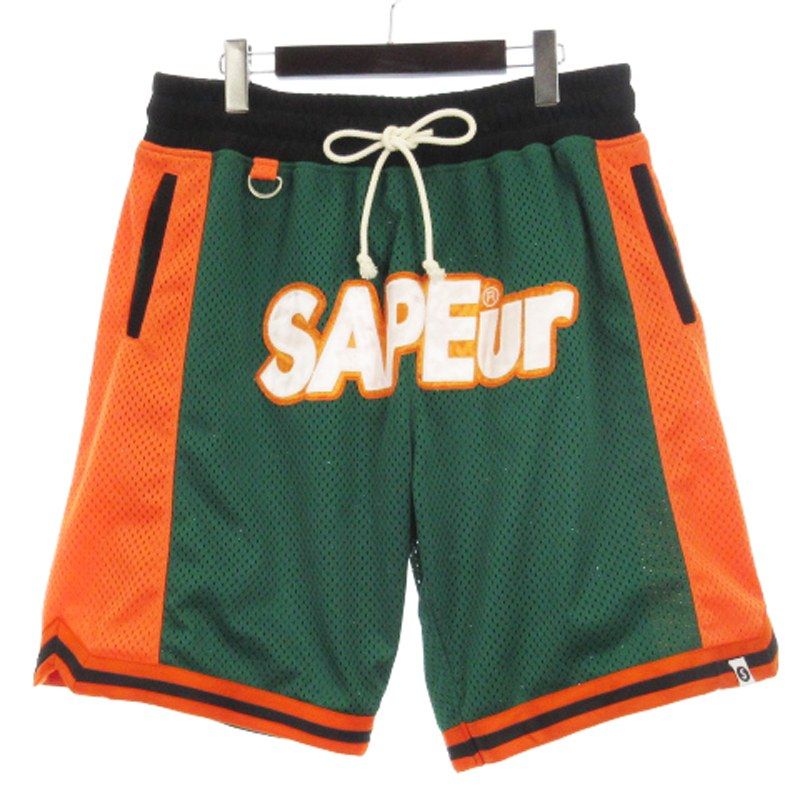 サプール SAPEur Basket Shorts ハーフ パンツ ショート メッシュ グリーン オレンジ XXL - メルカリ