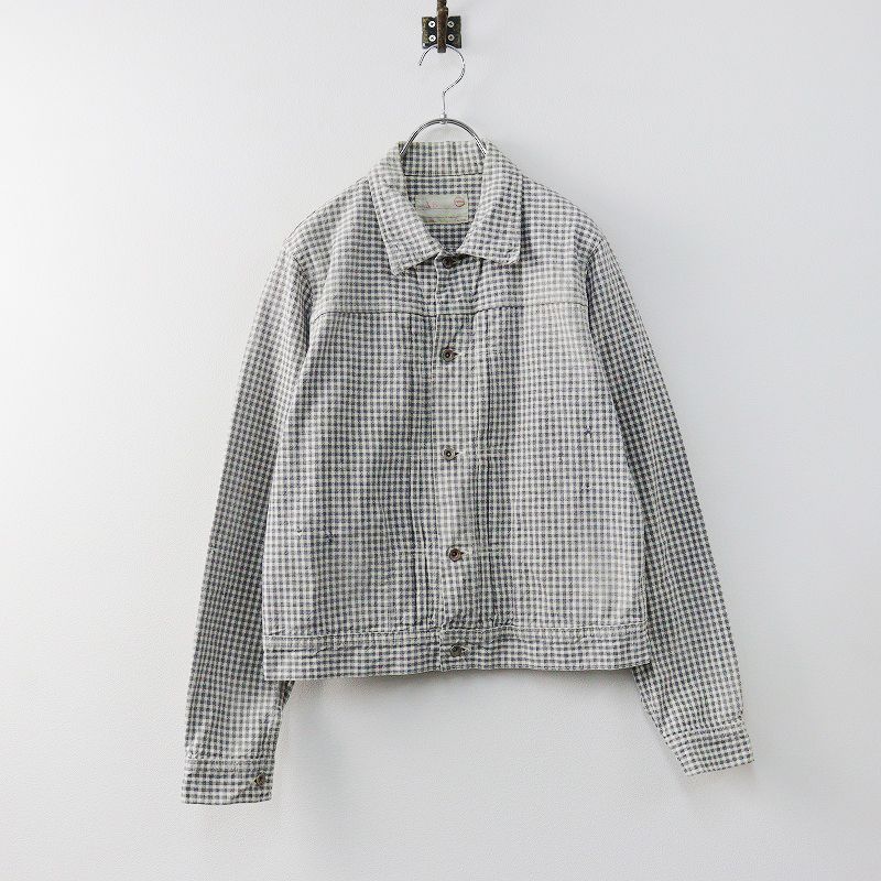 チマラ chimala コットンダメージ加工 チェック トラッカー ジャケット 