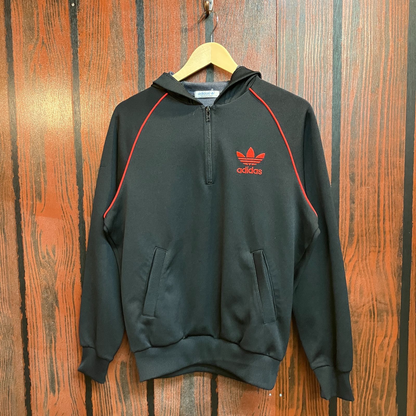 むつ75-061503】adidas 80s ハーフジップパーカー【併売】 - メルカリ