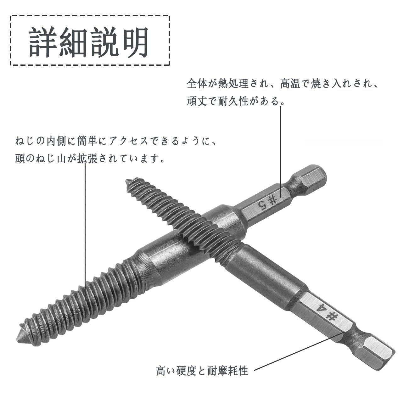 【人気商品】Wolfride ネジ外しビット ネジ抽出器セット 10本セット スクリューエキストラクター 潰れたネジ取り 折れたボルト抜き  ネジ取り出し ドリルビット ネジ山補修キット ネジ抜き専用工具