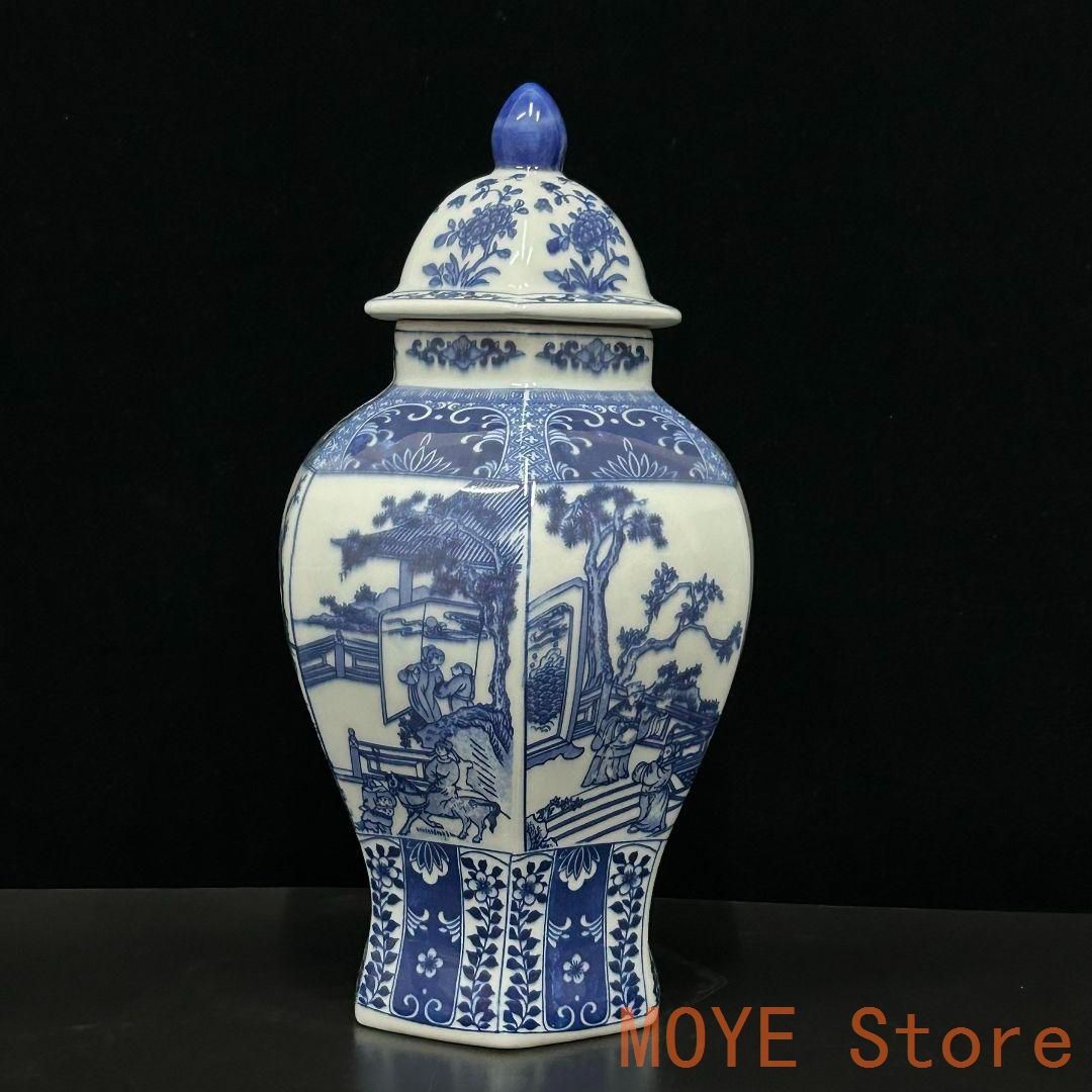 清乾隆青花花?六方将?罐 景徳鎮 陶磁器 装飾品 現代工芸品