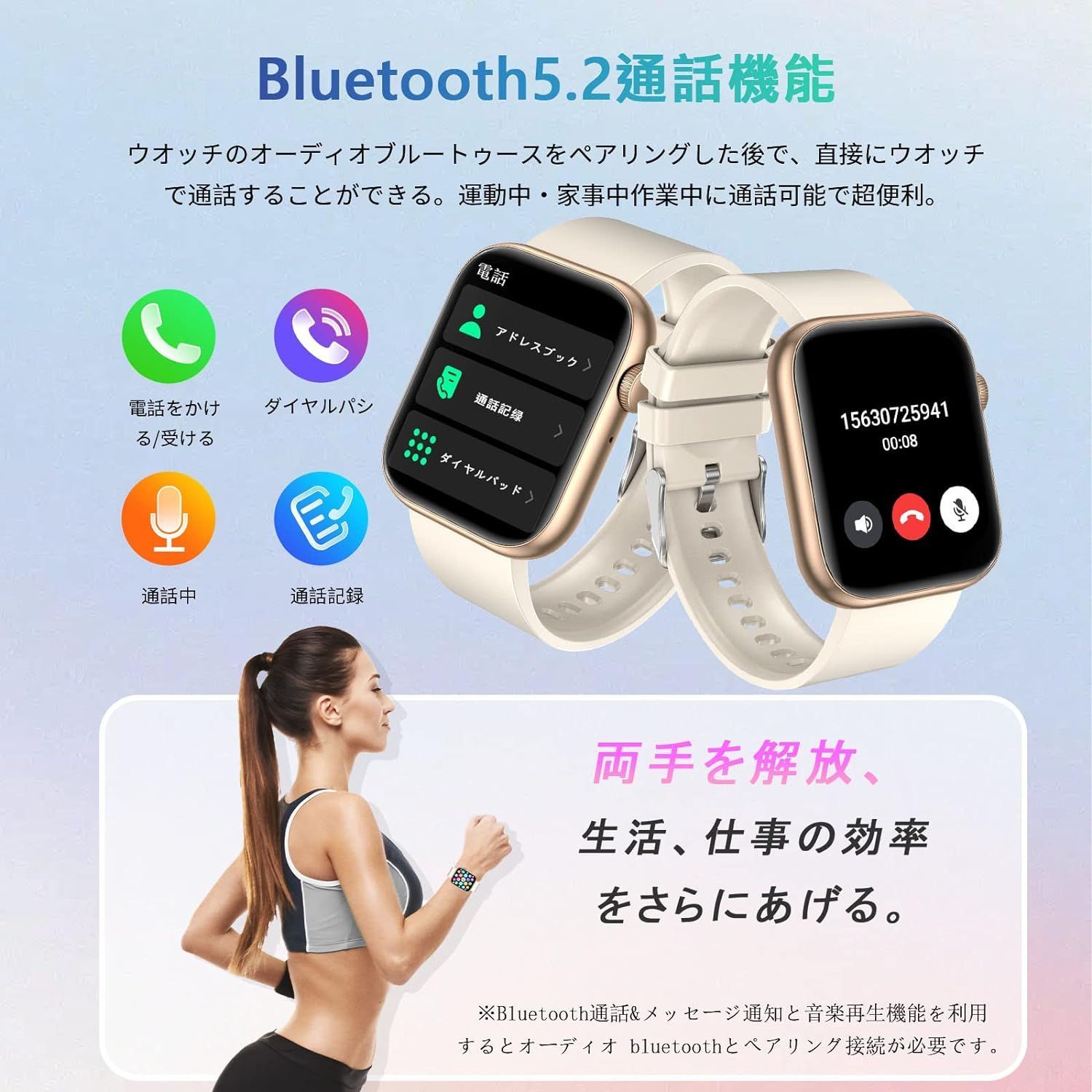 スマートウォッチ【2024新登場】Bluetooth5.2通話機能付き 1.85インチ大画面 Smart Watch 活動量計 腕時計 歩数計  天気予報 音楽制御 目覚まし時計 カメラ制御 文字盤自由設定 IP67防水 スポーツウォッチ 日本語説明書付き - メルカリ