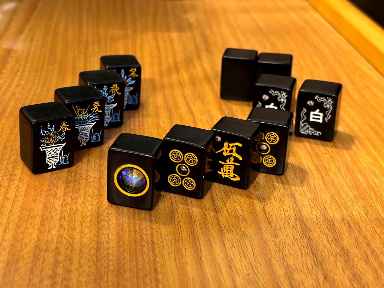 貴重 未使用 キングバード 最高級麻雀牌 オーロラダイヤ カラー 麻雀牌