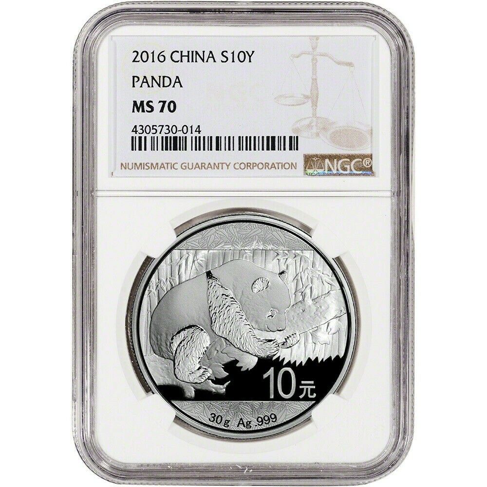 2016 China Silver Panda 30 g 10 Yuan - NGC MS70 - Large Label