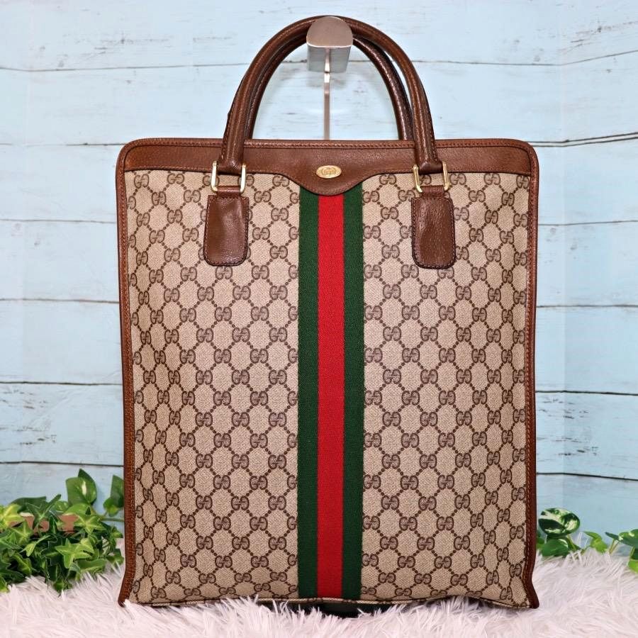 GUCCI オールドグッチ シェリーライン 大容量ハンドバッグ A4サイズ