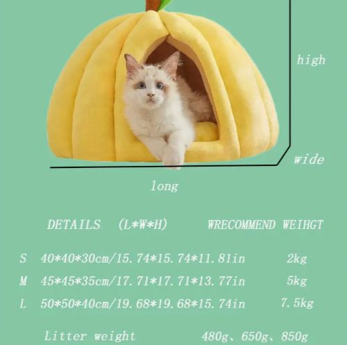 コージーなカボチャ形猫ベッド