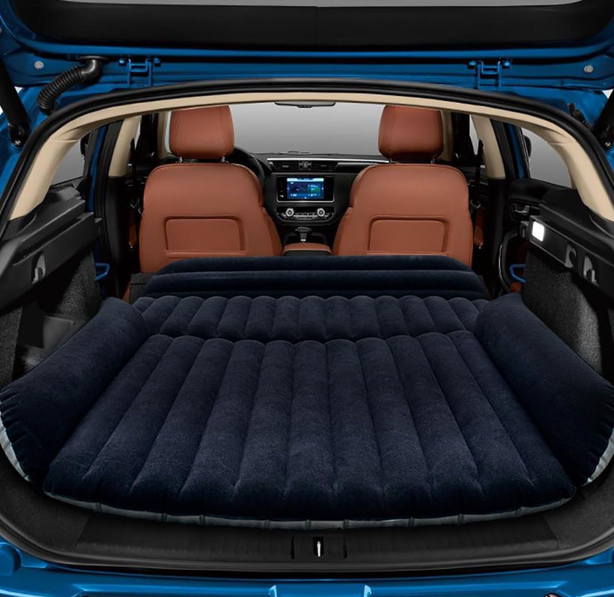 車中泊 マット エアーマット SUV MPV汎用 エアーベッド 12cm最大厚さ コンパクト収納 車用 電動ポンプ付き PVC素材 簡易ベッド カー用品 車内泊 キャンプ用品 快適空間 仮眠 旅行用 アウトドア ダークブルー