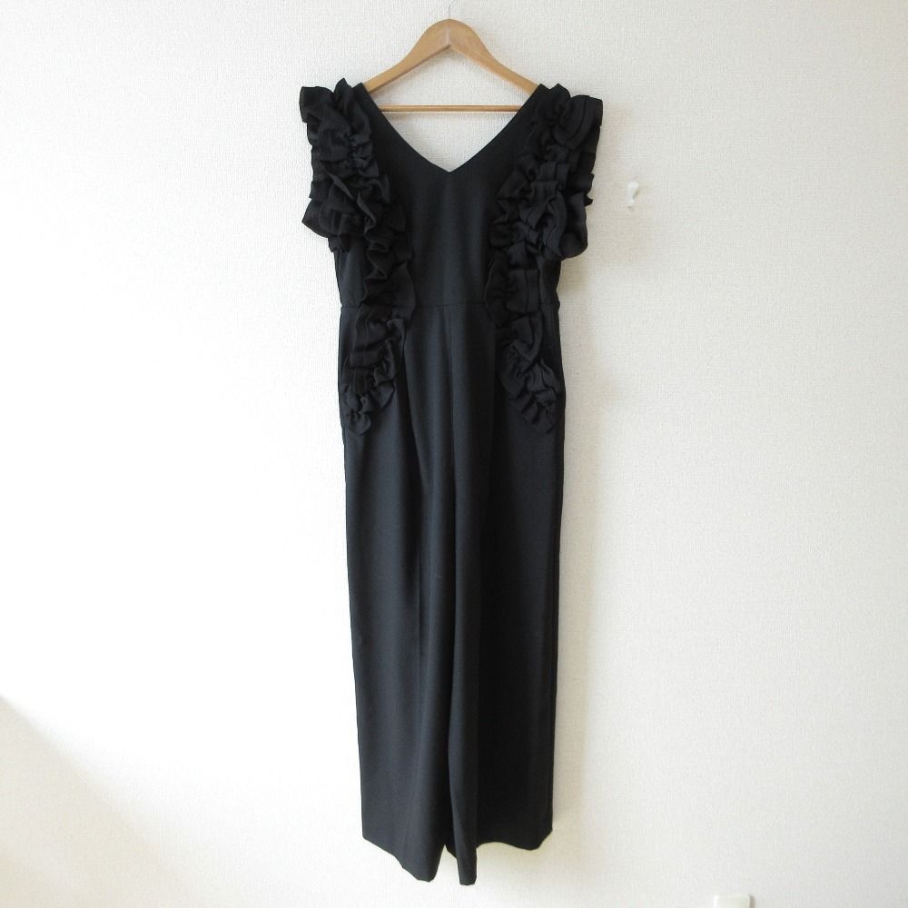 ♥ 24SS Mystrada マイストラーダ フリル オールインワン サロペット パンツ 36 ブラック レディース 古着