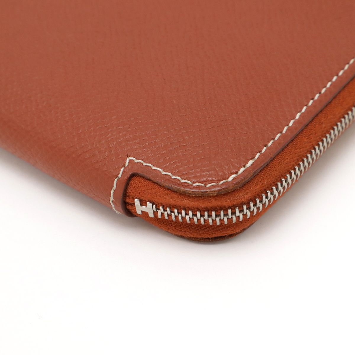 HERMES アザップロング シルクイン ラウンドファスナー 赤茶 □O刻印 HERMES 【エルメス】アザップロング シルクイン レッド X刻印