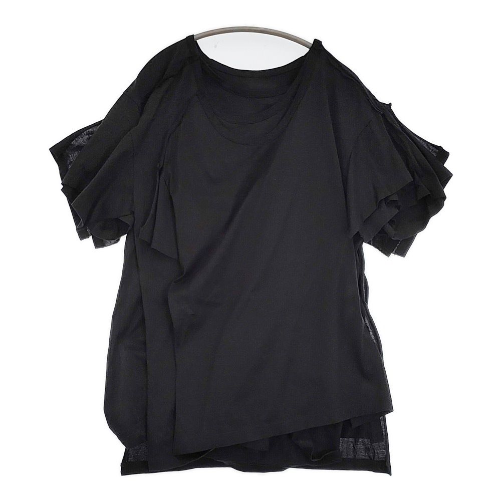 B Yohji Yamamoto 2シルケット 天竺3重半袖Tシャツ NN-T58-074 サイズ2 カットソー ブラック メンズ ビーヨウジヤマモト【中古】5-0815S♪ B Yohji Yamamoto 2シルケット 天竺3重半袖Tシャツ NN-T58-074 サイズ2