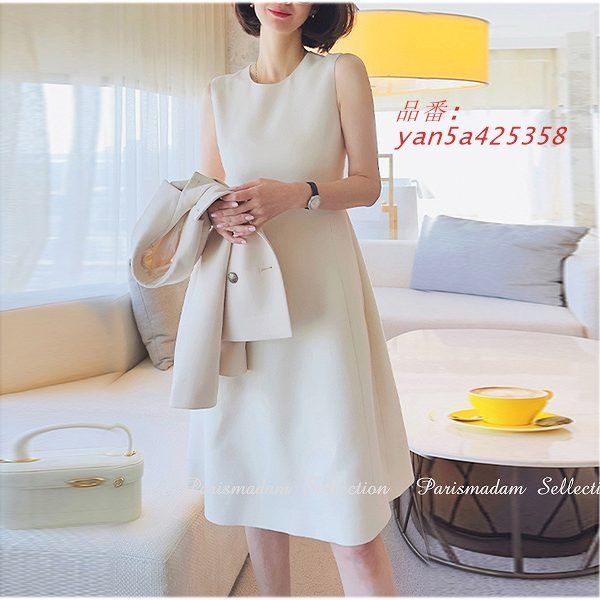 上品ノースリーブワンピース フ スカート ホワイトワンピース Aライン 白色 ひざ下丈 細く見える通勤通学20代30代40代50代60代 yan5a425358