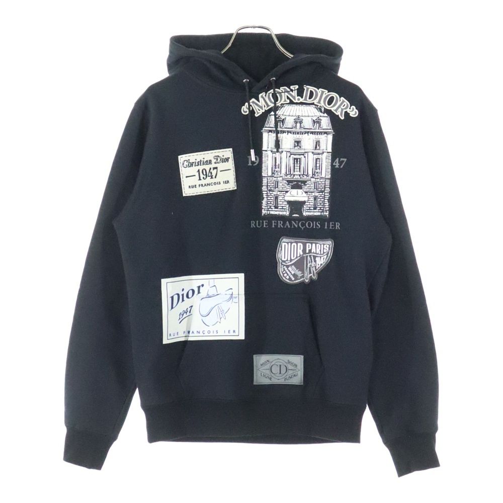 DIOR ディオール 20SS Archive Patch Hoodie アーカイブパッチ プルオーバースウェットパーカー ブラック 013J605B0531