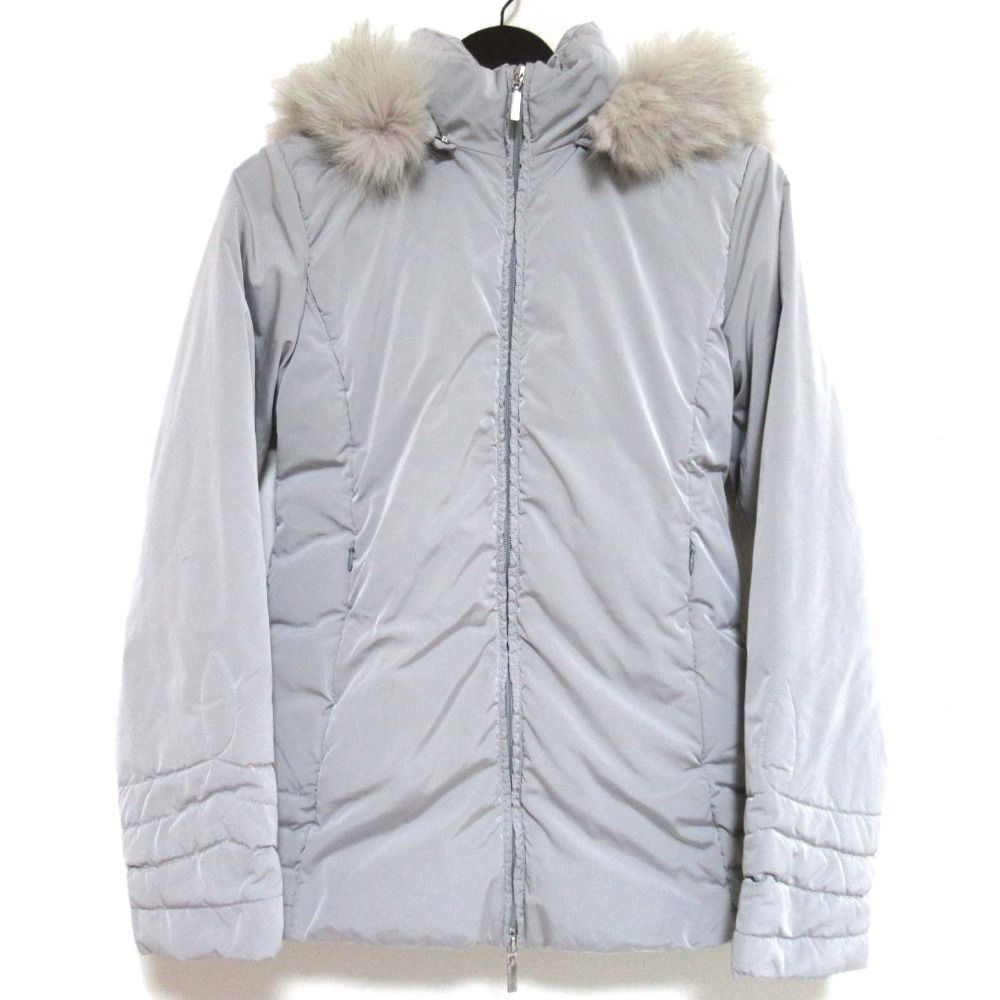 MONCLER モンクレール TANZ VESTE ジップアップ ファー フーディー ダウンジャケット 0サイズ グレー レディース 古着