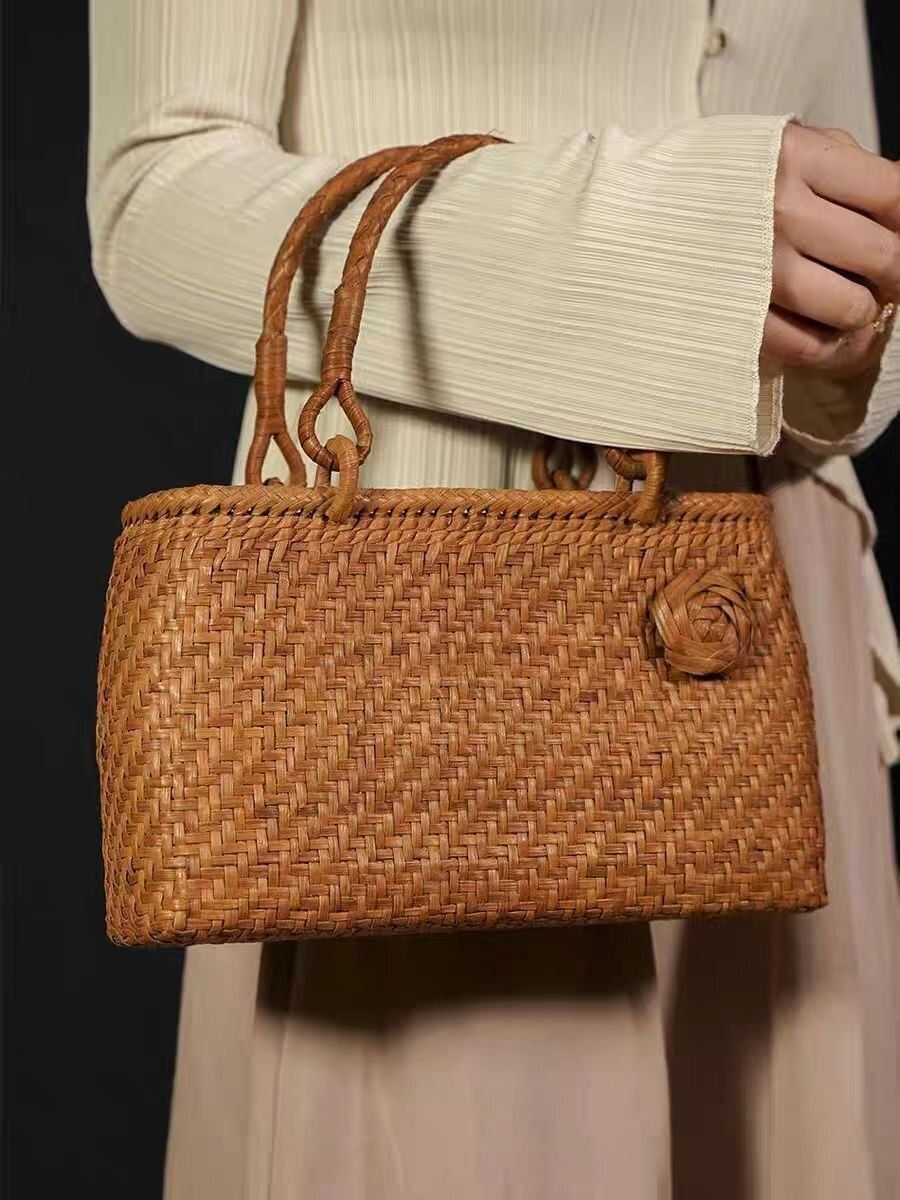 手編み山葡萄籠バッグ バスケット籐かご