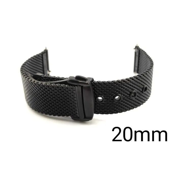 20mm メッシュ ブレスレット ブラック クイックバネ棒 社外品