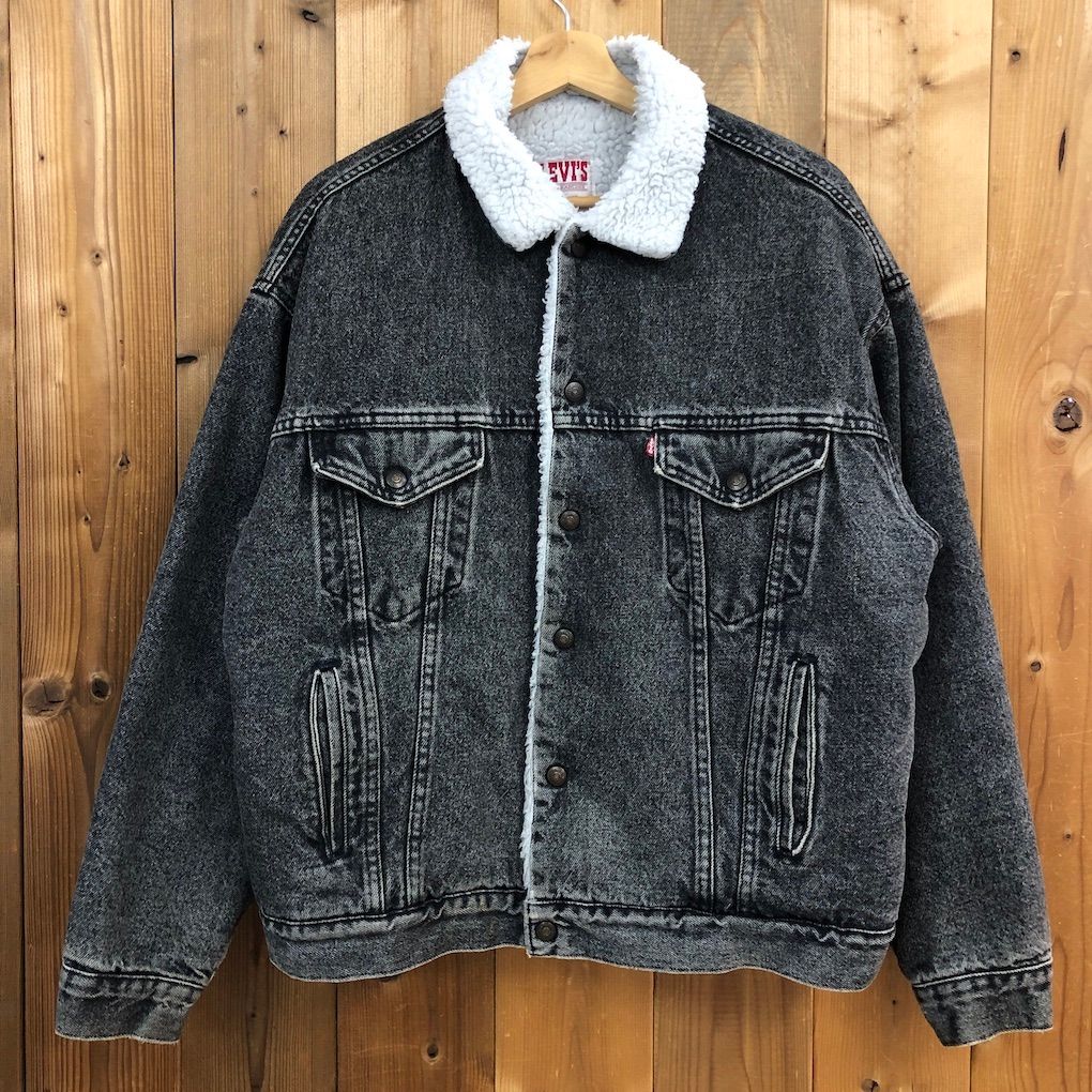 80s vintage USA製 Levi's リーバイス ブラックデニムジャケット ボア