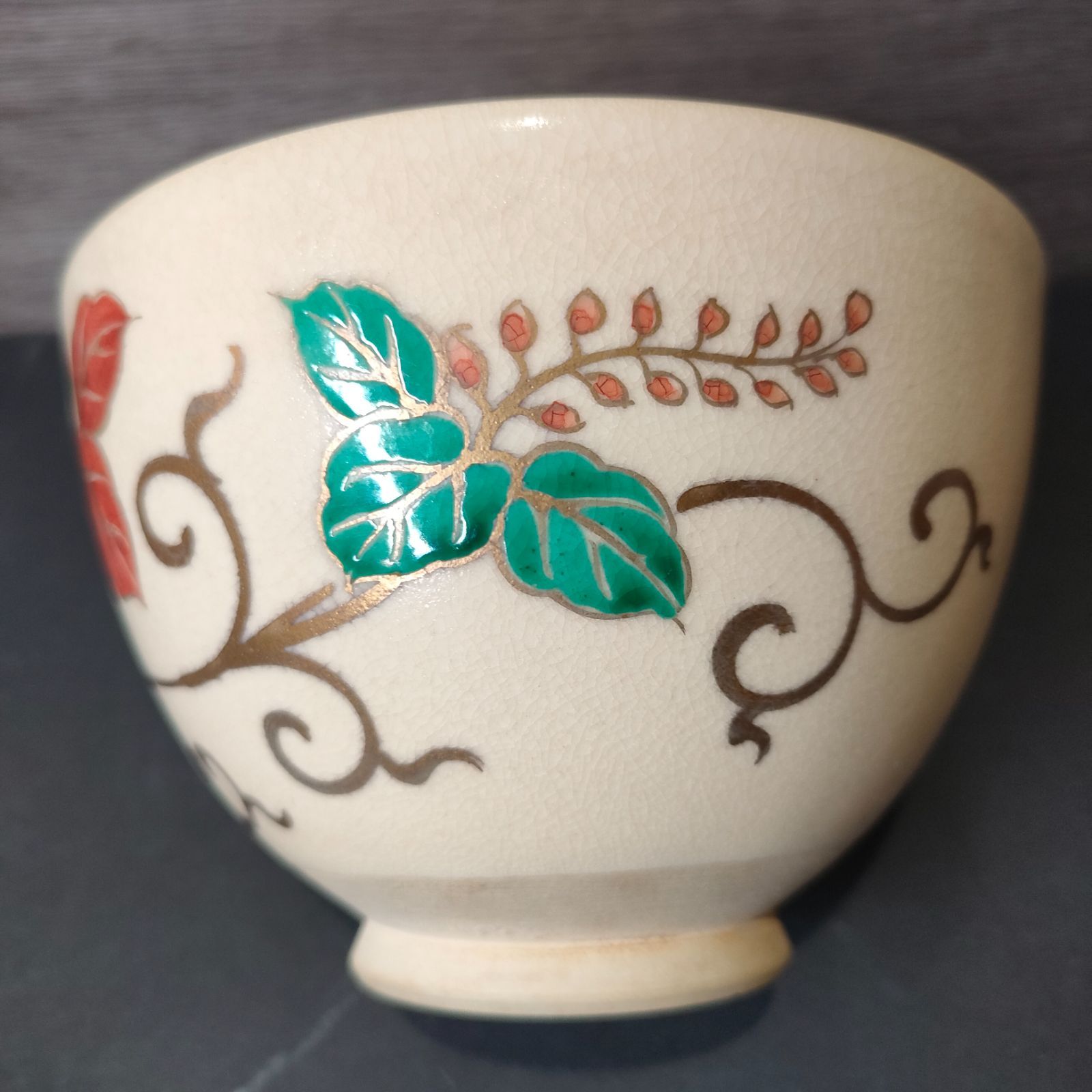 【茶道具】山本蓼造　色絵桜茶盌（共箱） 茶道具】山本蓼造色絵桜茶盌（共箱）